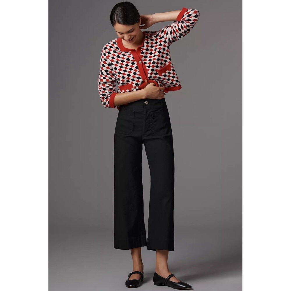 Maeve Anthropologie The Colette Magic Fabric Crop Pants Wide Leg Twill Chino 25